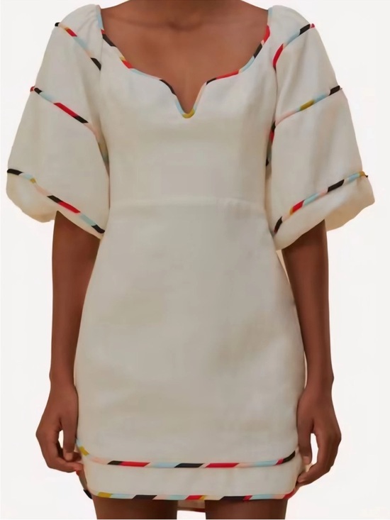 FARM Rio Dresses & Skirts - FARM Rio Cream Mini Dress with Multicolor Trim